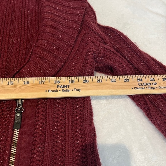 Harley Davidson Womens Sz L Red Shawl‎ Collar Cardigan Sweater Asymmetrical Zip - Picture 5 of 8